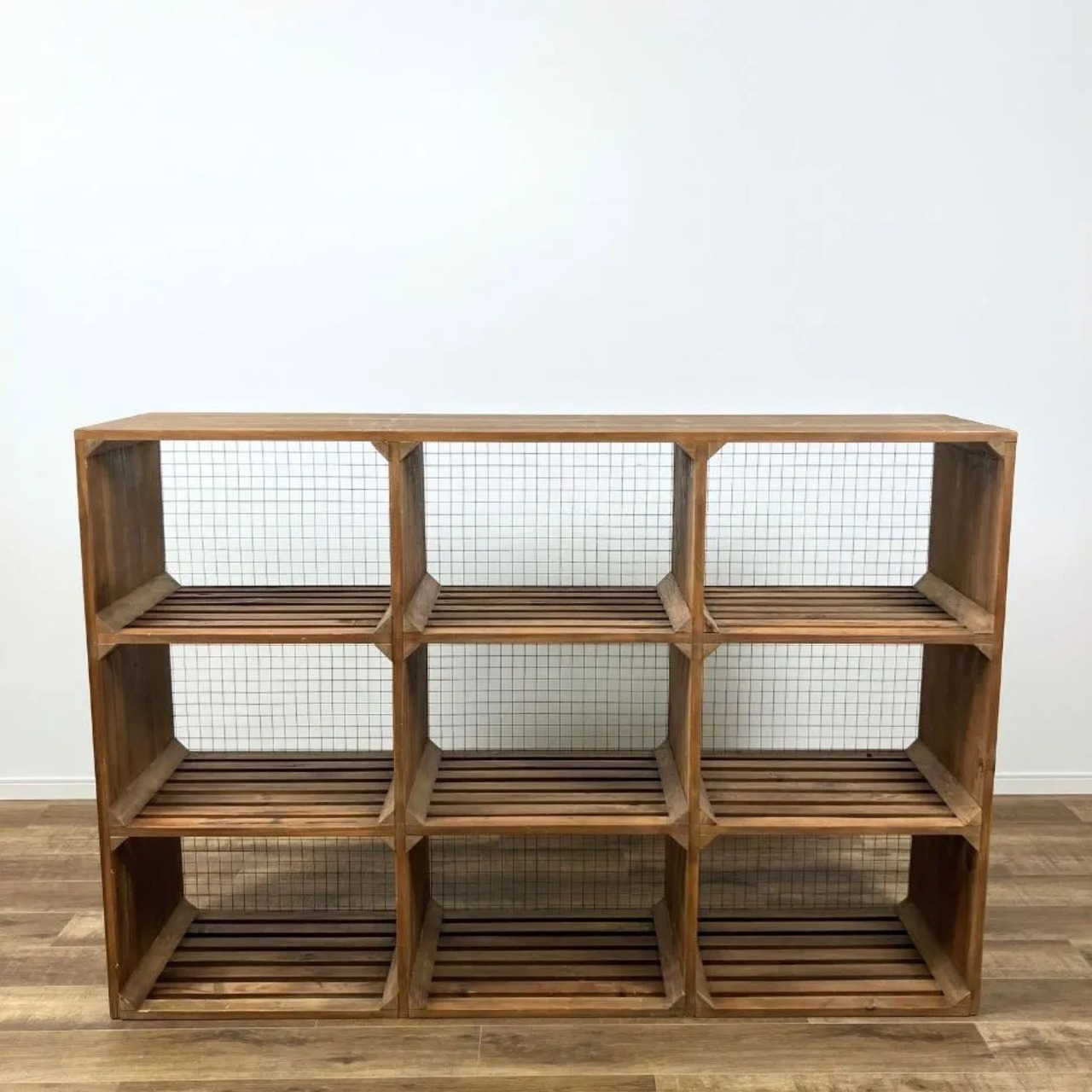 セキカグ Knot antiques ANETT II SHELF ノットアンティークス アネット シェルフ オープンシェルフ 3列 3段 ミディアムブラウン 杉古材【中古】【350サイズ】