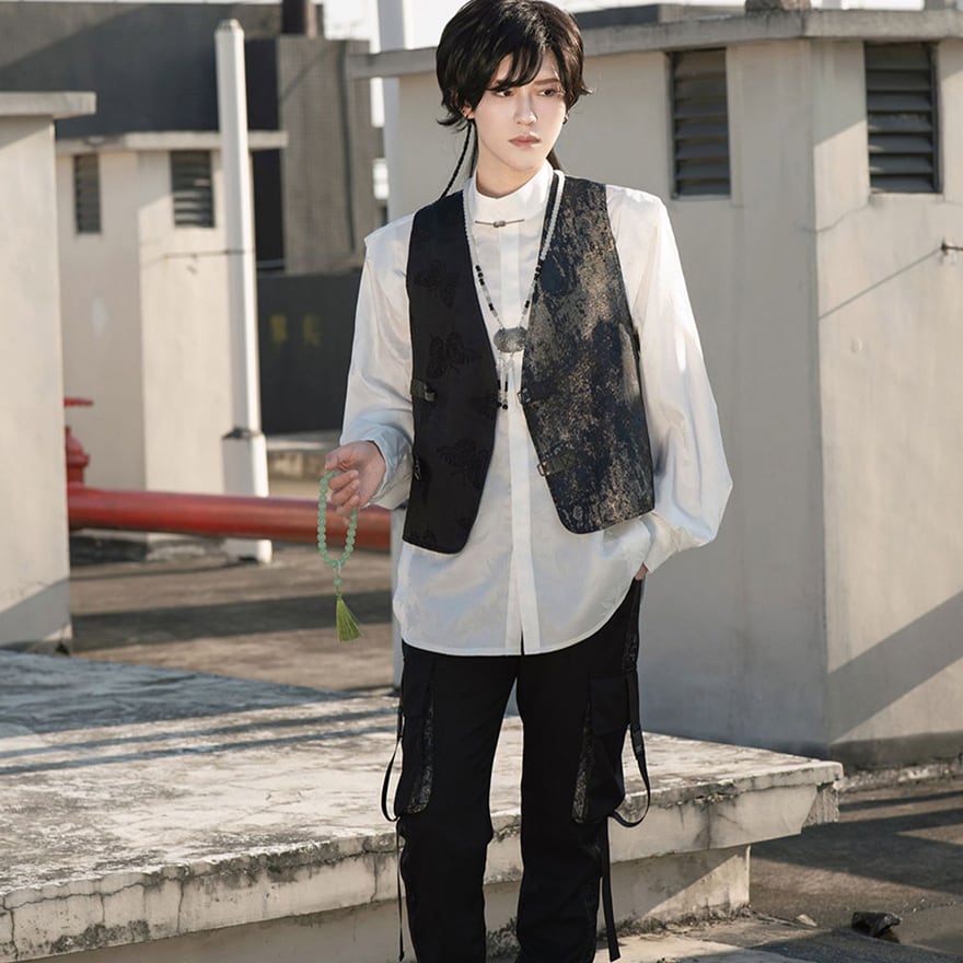 チャイナ風 羽織り 長袖トップス ジャケット 龍刺繍 ドラゴン 闇