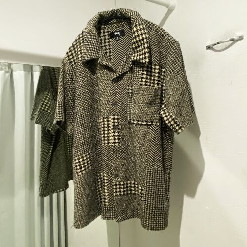 stussy ステューシー MIXED PATTERN JERSEY SHIRT 半袖シャツ ブラック  
