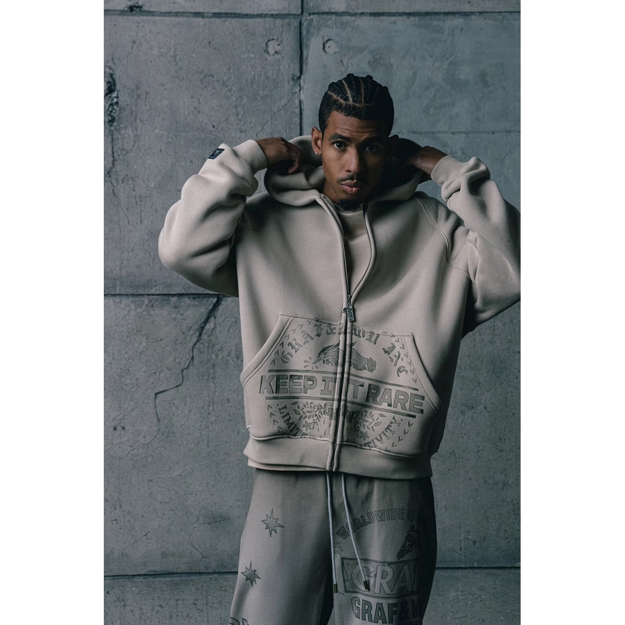 ストリート 裏起毛 GRAF&WU AK47天使 ジップパーカー T1176