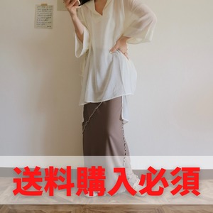 【SALE】配色メロースカート -brown-