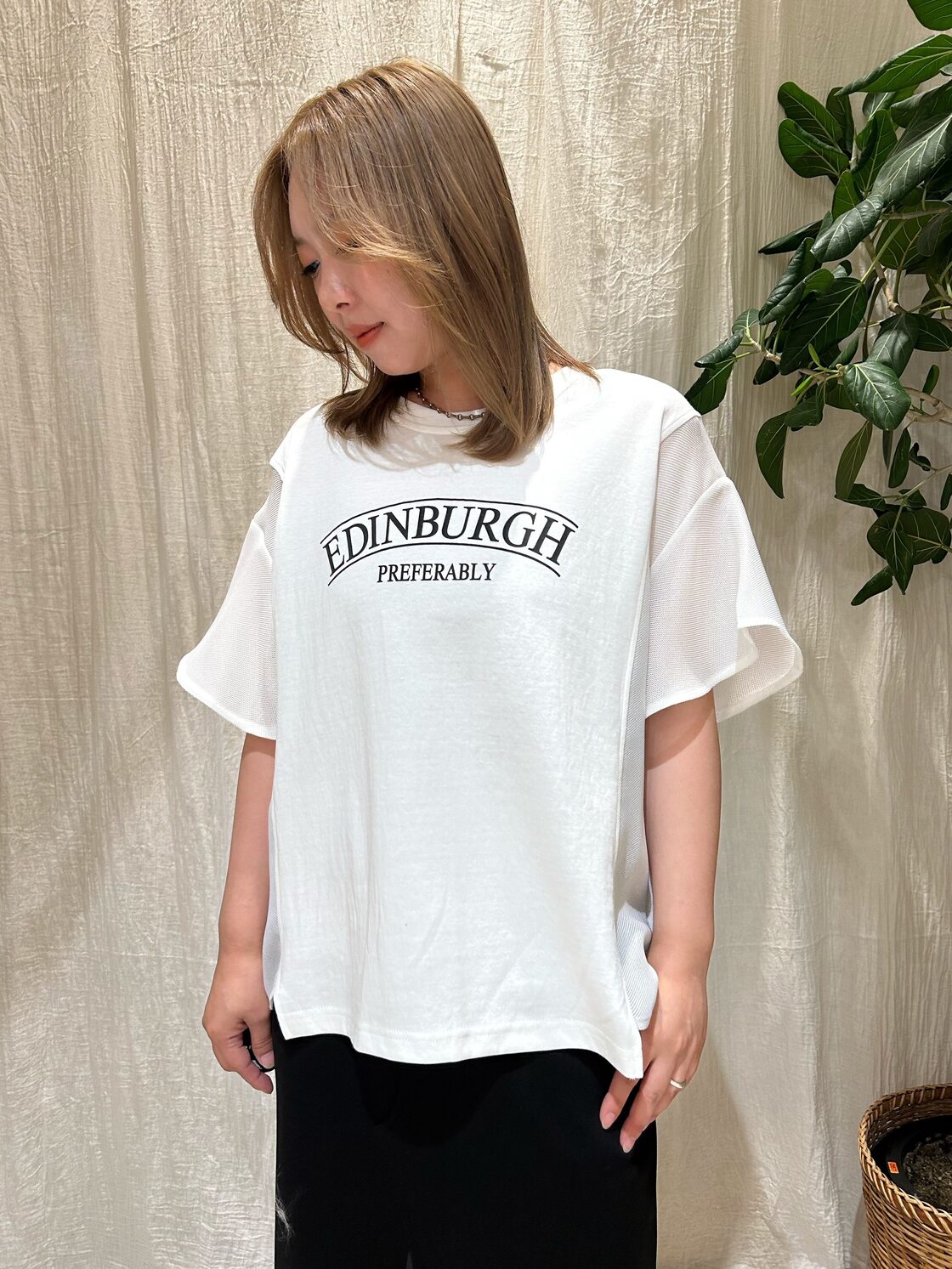 メッシュ切替ロゴTシャツ Pauline Bleu(ポリーヌブロー) | PAY ID