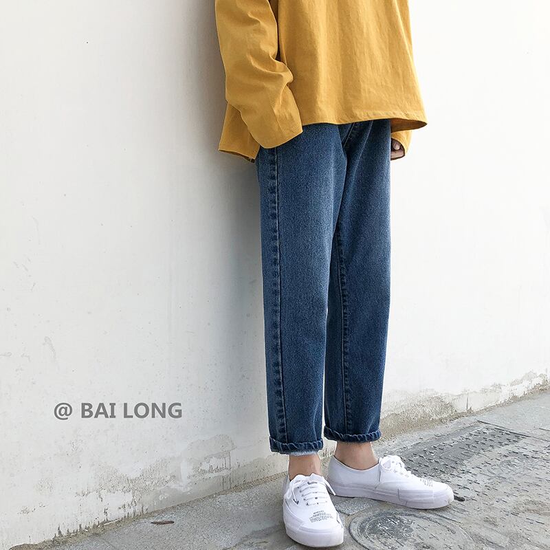 全2色 デニム パンツ ストレート カジュアル 無地 おしゃれ