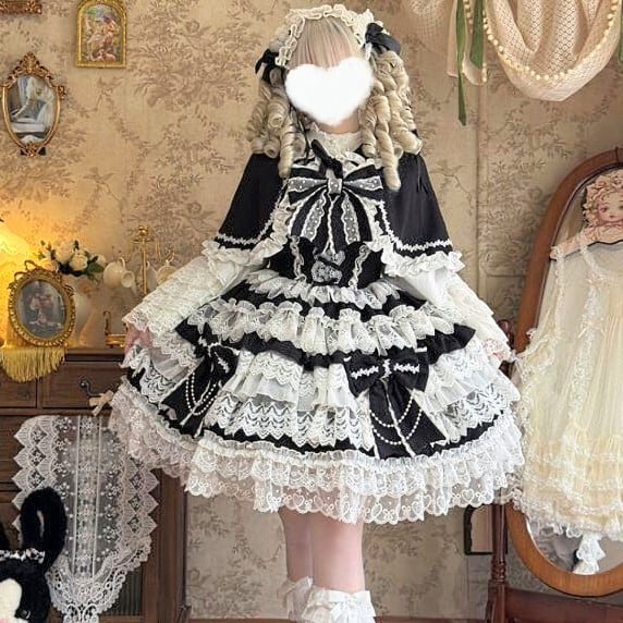 ロリータ クラシック ワンピース ケープセット ジャンスカ 4color