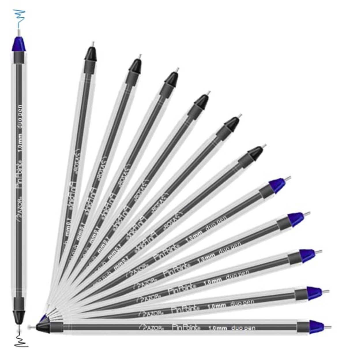 Azor Pin Point Double Ended Blue and Red Fine Pens 1.0mm -12パック - 細かい ...