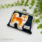 ほどよいお財布 柴犬のわんだふぉー♡チェックグリーン