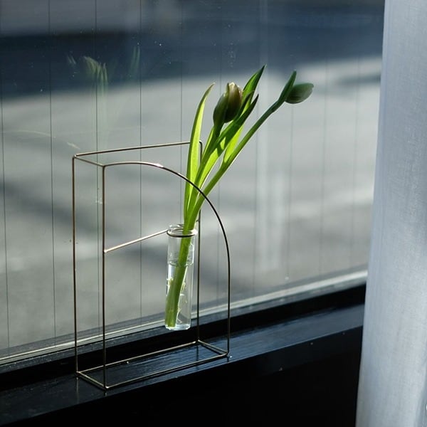 PIKE frame brass vase /ピケフレームブラスベース【A】一輪挿し 壁掛け 置き型 花瓶 フラワーベース 真鍮 ドライフラワー 野花 生花 ドライフラワー