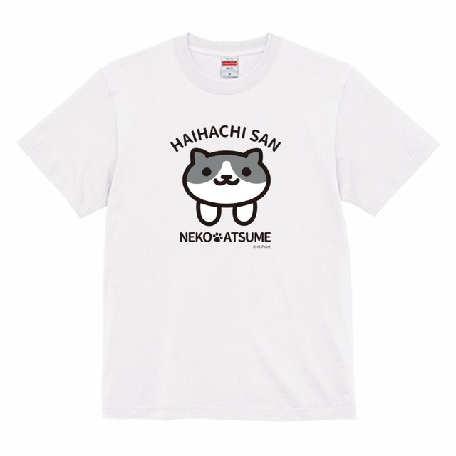 【受注生産品】ねこあつめ　くろとらさん　推しねこTシャツ　大きいサイズ　背中プリント+胸元ロゴ（ホワイト）