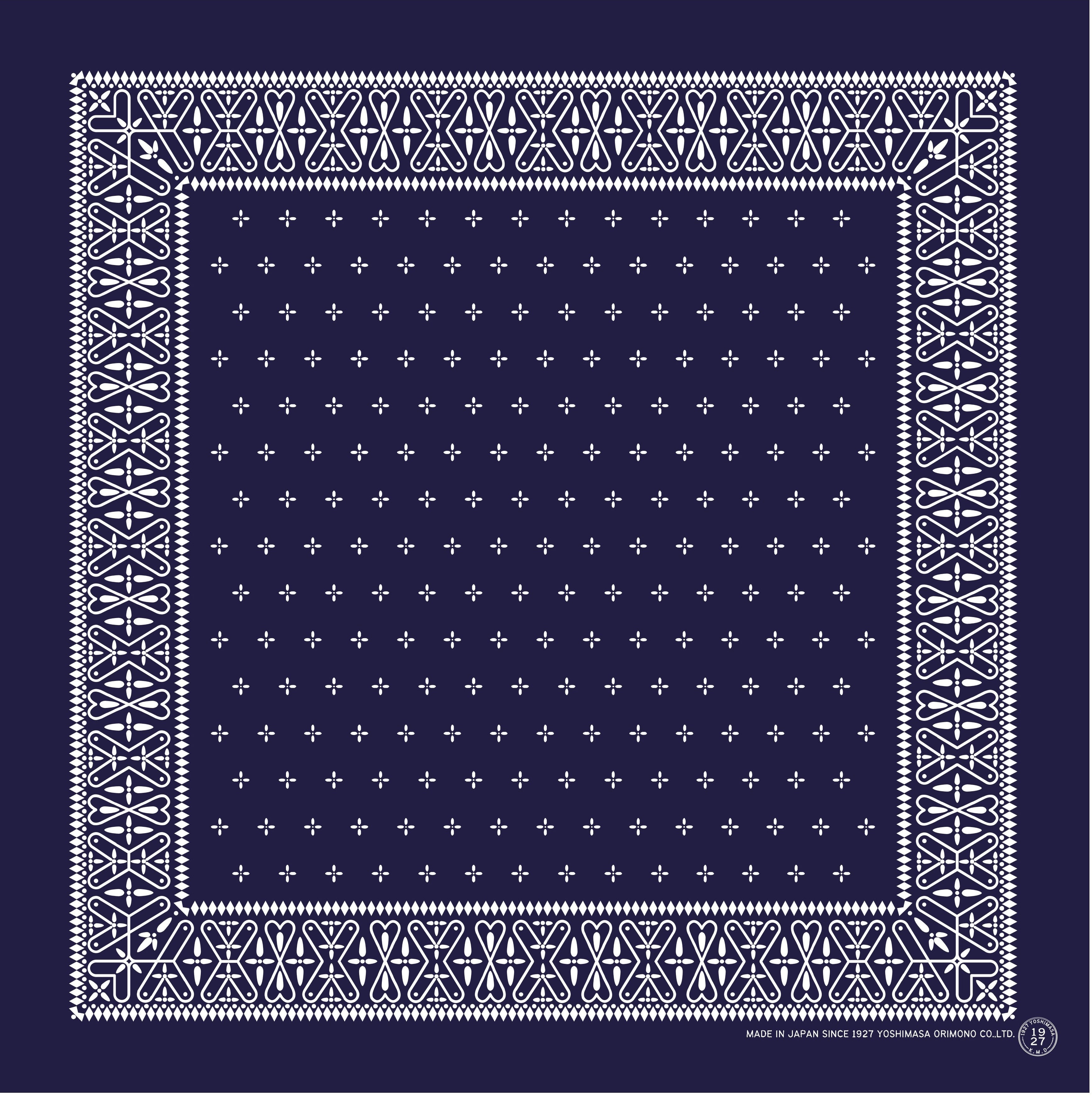 Snoop/ 洗えるシルクスカーフ/ 浜ちりめんシルク【Navy-クロス柄 70×70