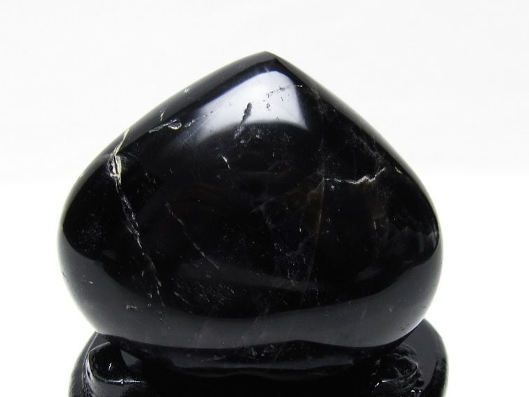 モリオン 置物 黒水晶 ハート 台座付属 一点物 155-1007 | 天然石
