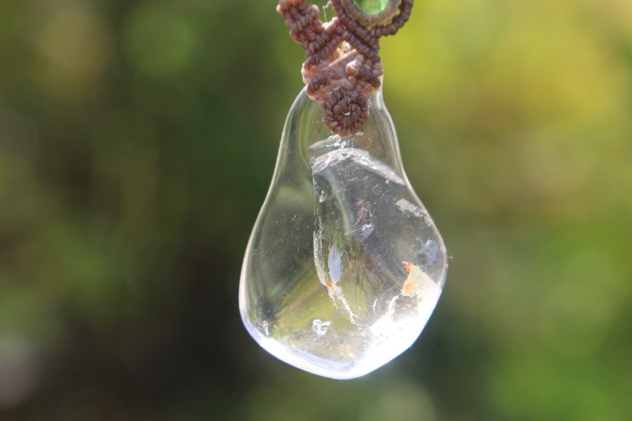 Healing crystal & Sunstone & Chrome Tourmaline micro macrame pendant