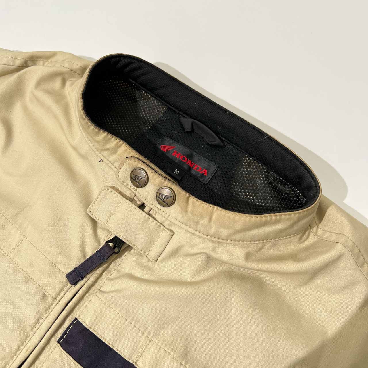 HONDA ホンダ 裏メッシュ ライディングジャケット バイクウェア M /背中パット付き/ベージュ/ライダース/バイカー