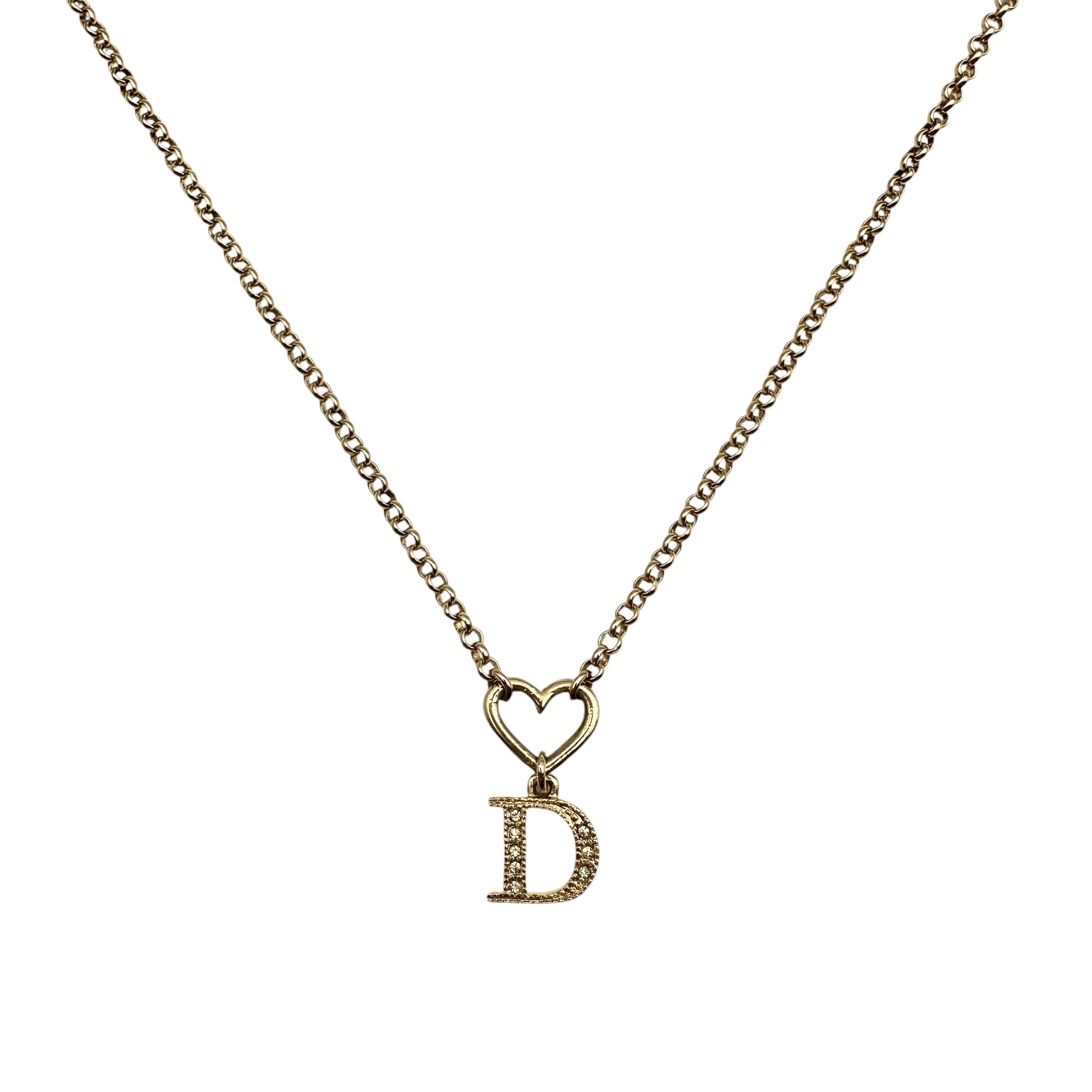 Christian Dior ディオール ラインストーン ハートネックレス ゴールド