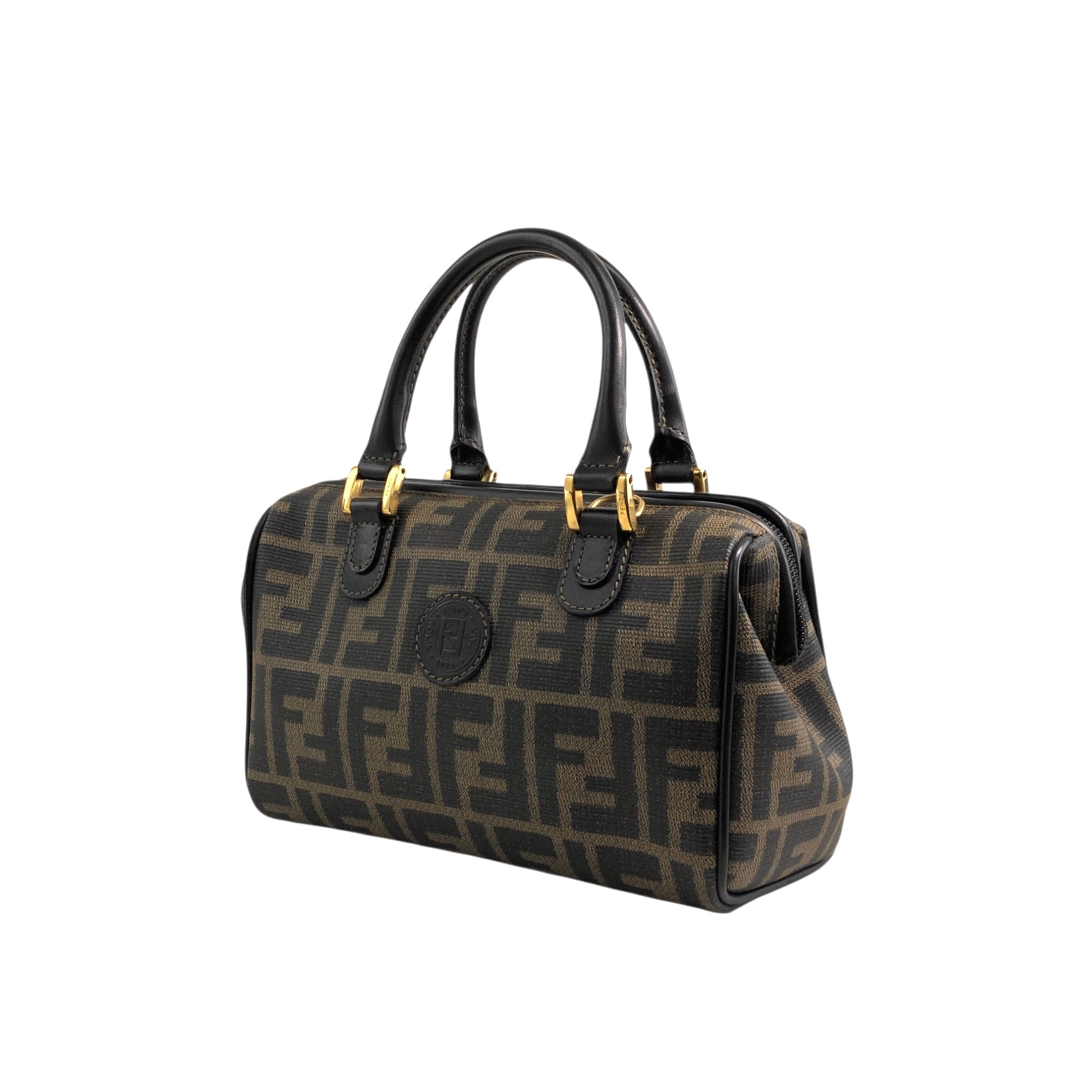 FENDI フェンディ ズッカ ハンドバッグ ブラウン FFロゴ PVCレザー