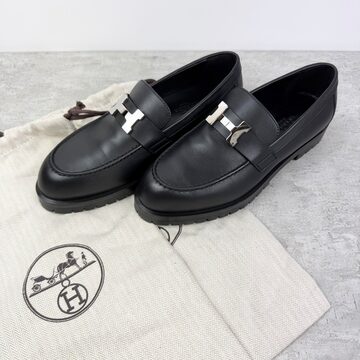未使用品◎HERMESエルメス モカシン/ローファー/ホット/レディース/黒 