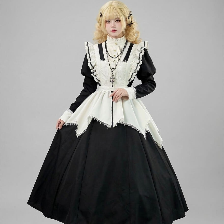 クラロリ メイドワンピ｜修道女風 ロングスカート コンカフェ制服
