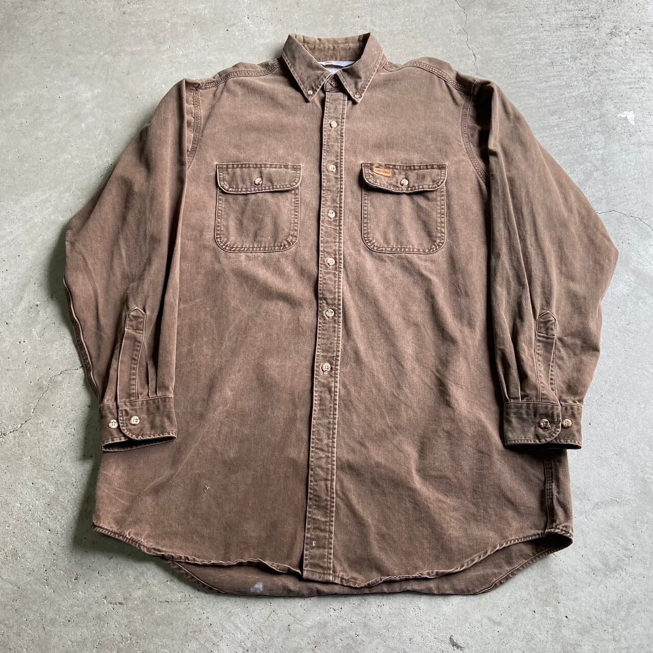 ビッグサイズ 90年代 USA製 Carhartt カーハート 長袖 コットン ボタンダウンシャツ メンズ2XL相当 古着 90s ビンテージ  ヴィンテージ 茶色 ブラウン 大きいサイズ【長袖シャツ】【CS2209a-50】 | cave 古着屋【公式】古着通販サイト powered by  BASE