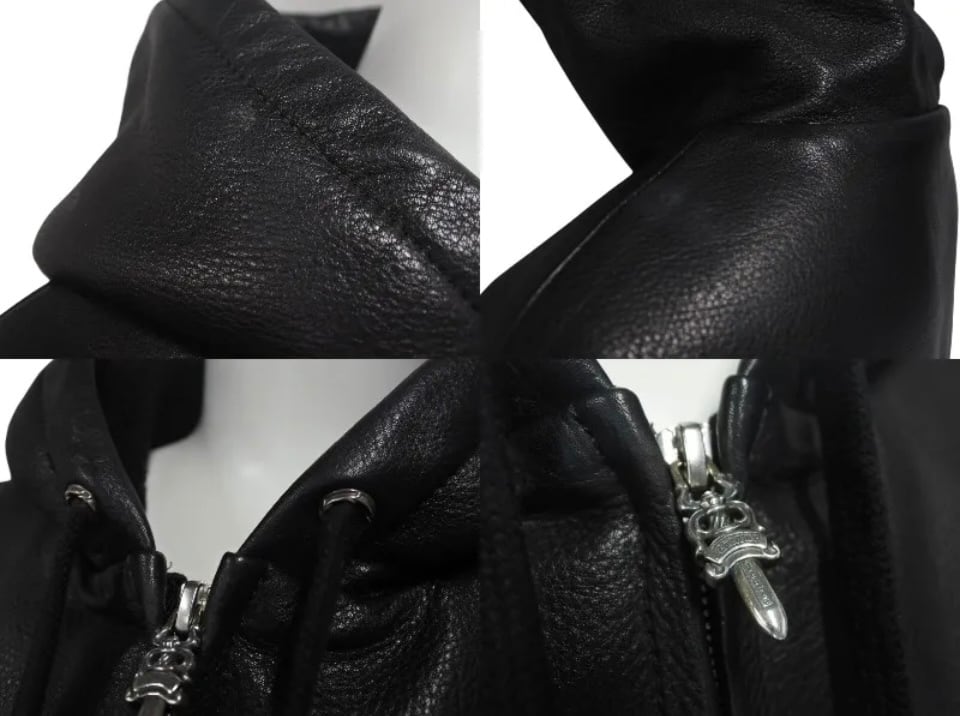 CHROME HEARTS クロムハーツ レザー フーデッドコート BSフレアパッチ