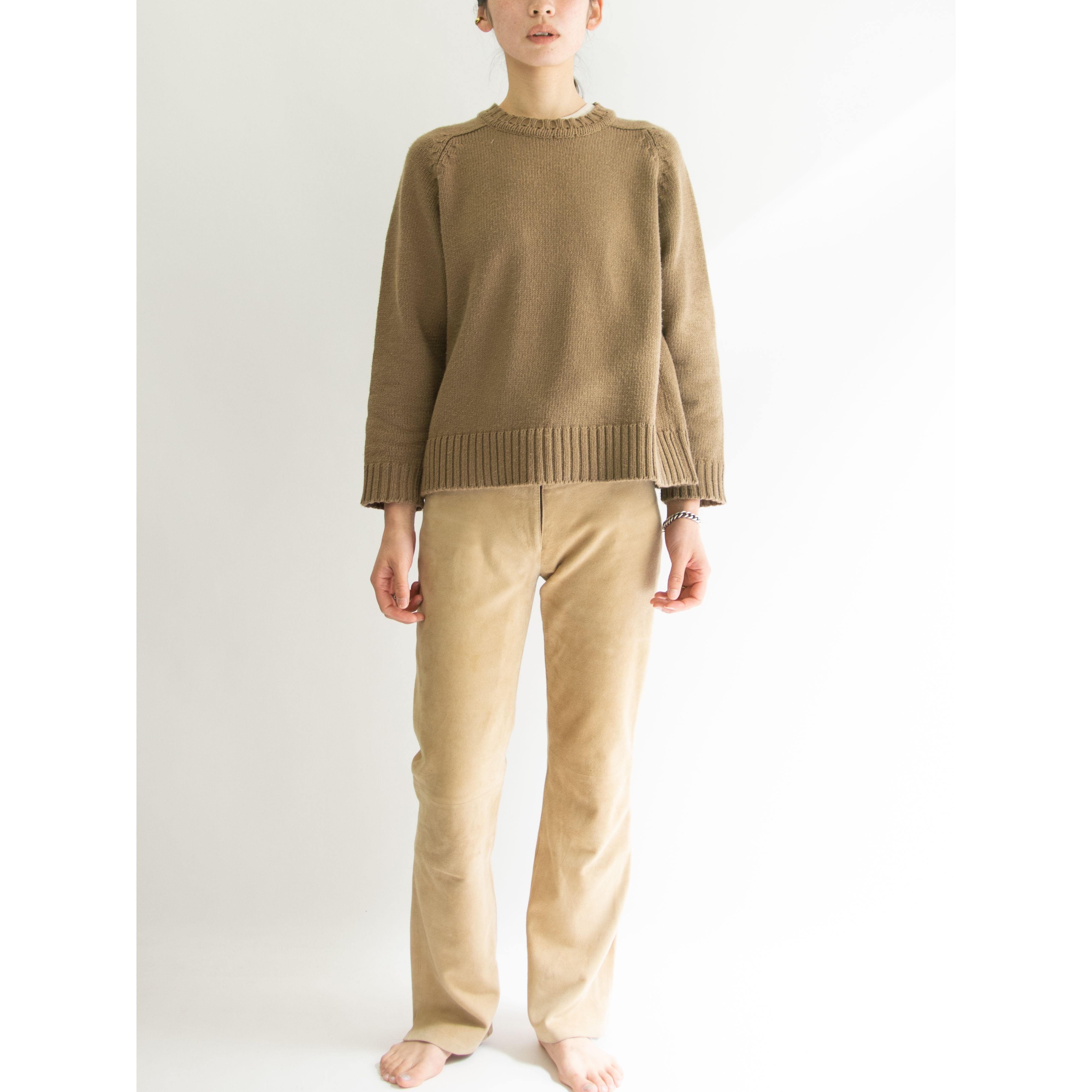 la favola フレアパンツ トゥモローランド　　　DORMEUIL DORMEUIL ENGLAND】Suede Leather Flare Pants（ドーメル イングランド