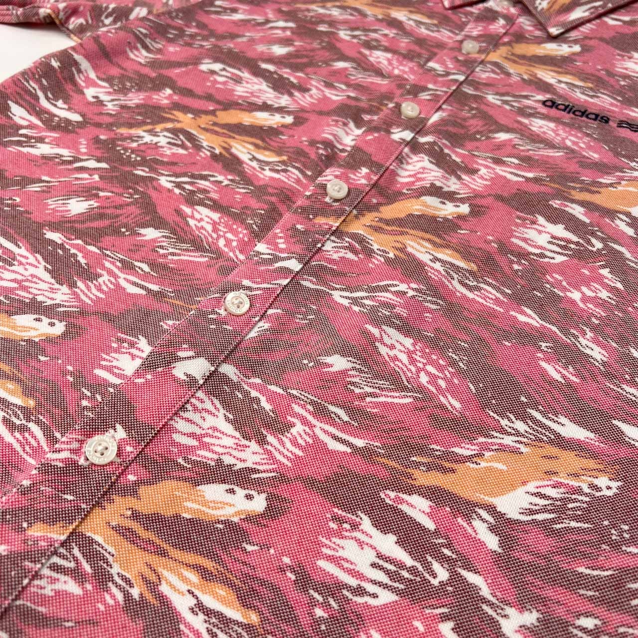 adidas GOLF アディダス ゴルフ タイガーカモ 総柄 鹿の子 半袖シャツ サイズ M /レディース/カモフラ/迷彩