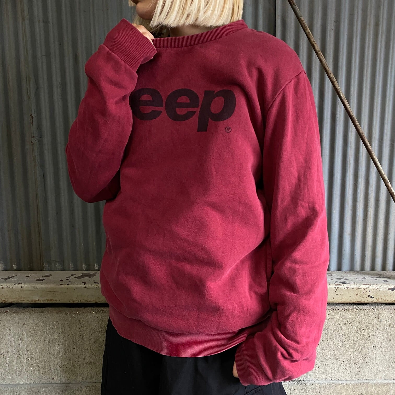 00年代 Jeep ジープ ロゴ プリントスウェット メンズXL 古着 00s 