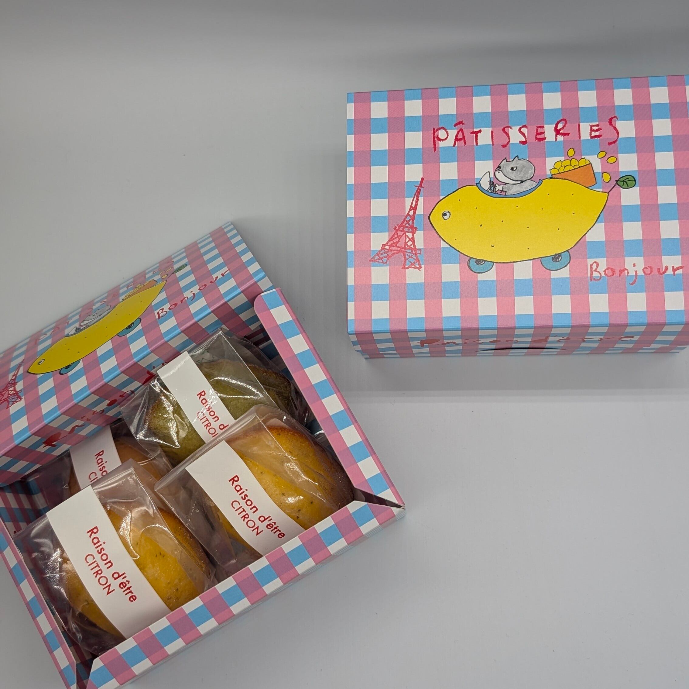 チェック猫4個ボックス