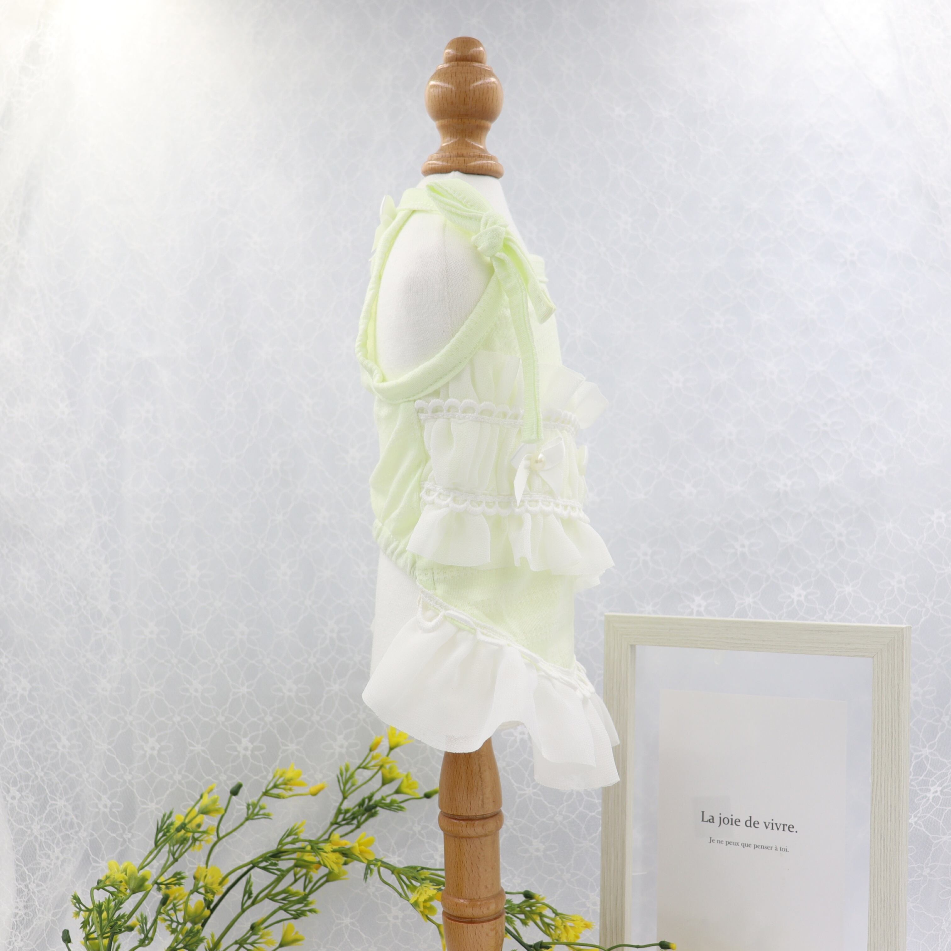 シルク Green Showerプリント キャミソールワンピース　ホワイト シルク Green Showerプリント キャミソールワンピース