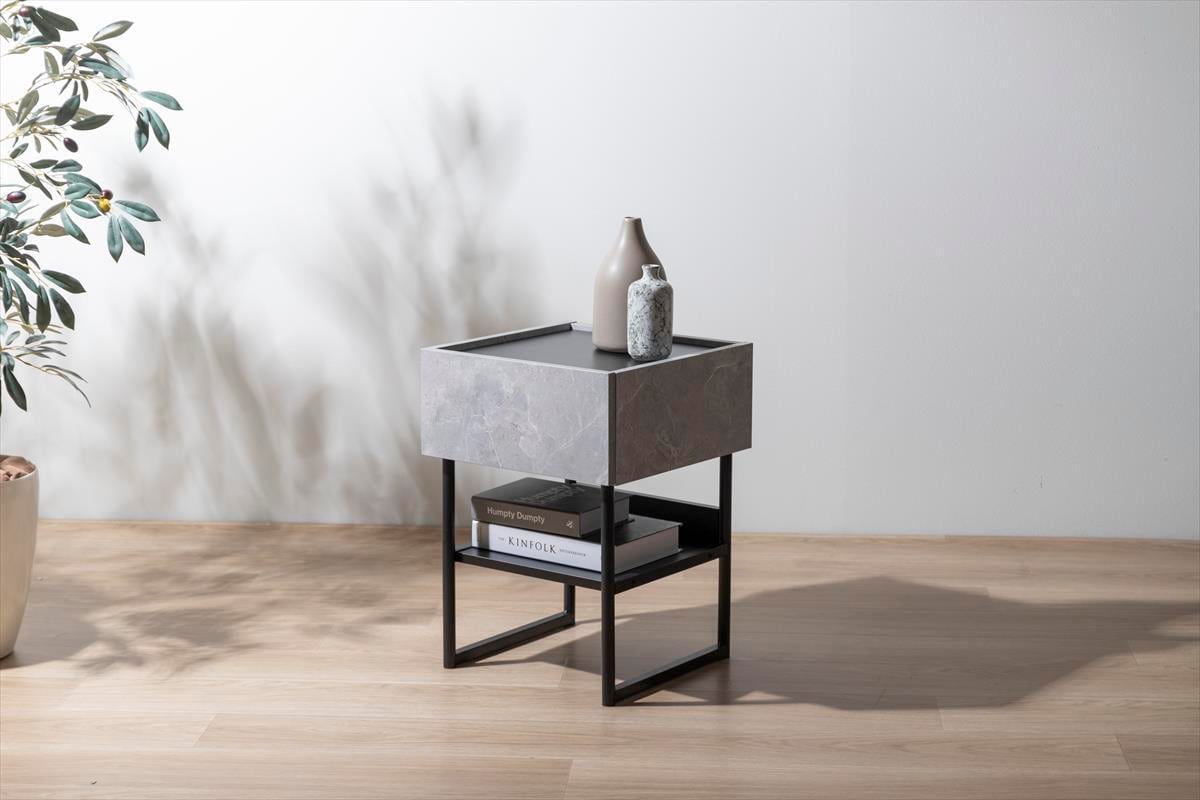 10/29迄】サイドテーブル(グレー) 大人モダンな雰囲気が特徴のサイド