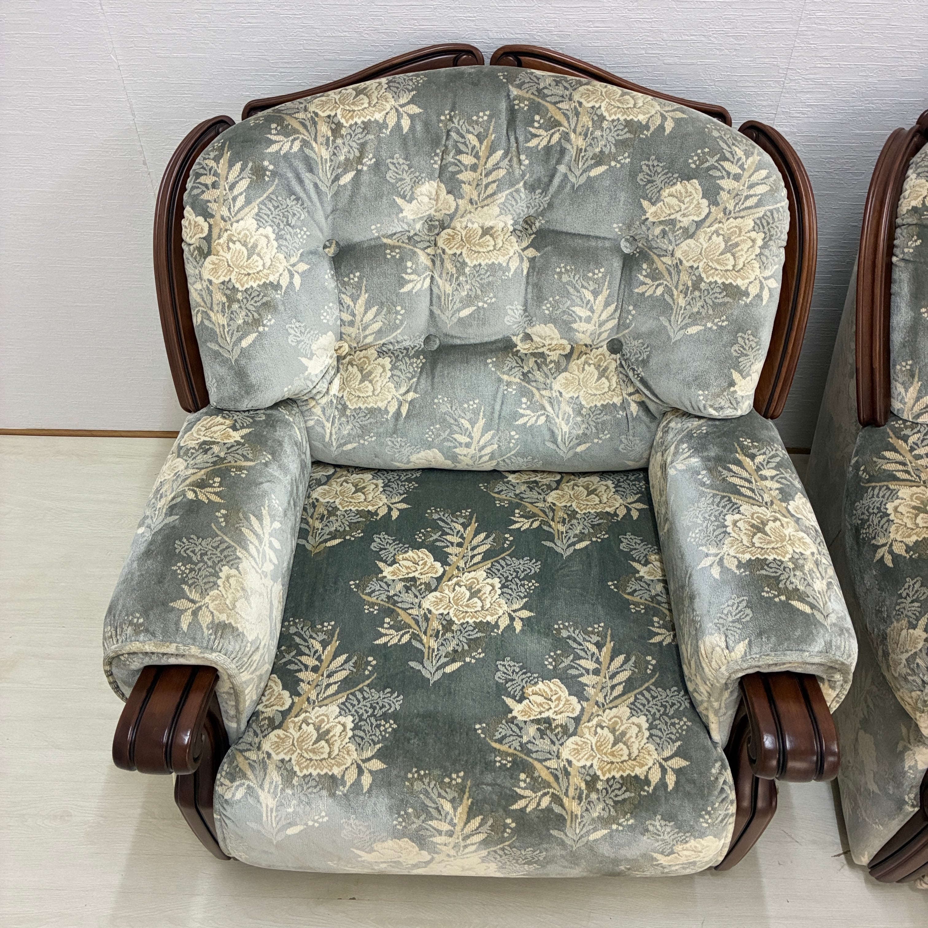 カリモク】金華山 1人掛けソファ シングルソファ 応接 2点セット