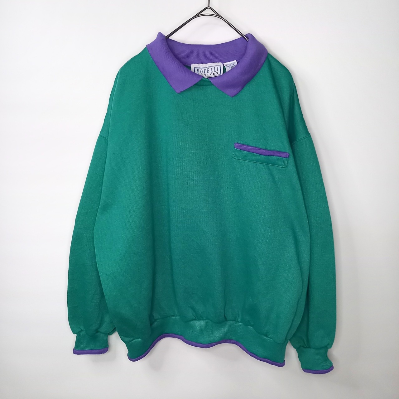 80s 90s　シンガポール製　スウェット　ポロシャツ　トレーナー　無地　P/L