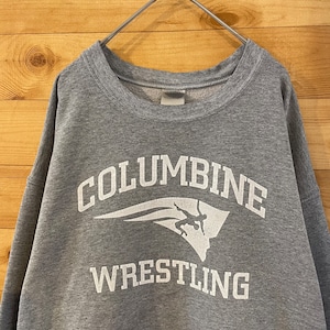 【GILDAN】コロンバイン高校 レスリング部 スウェット トレーナー プリント columbine wrestling ロゴ ヒビ割れ L US古着