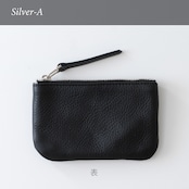 革のフラットポーチS Black