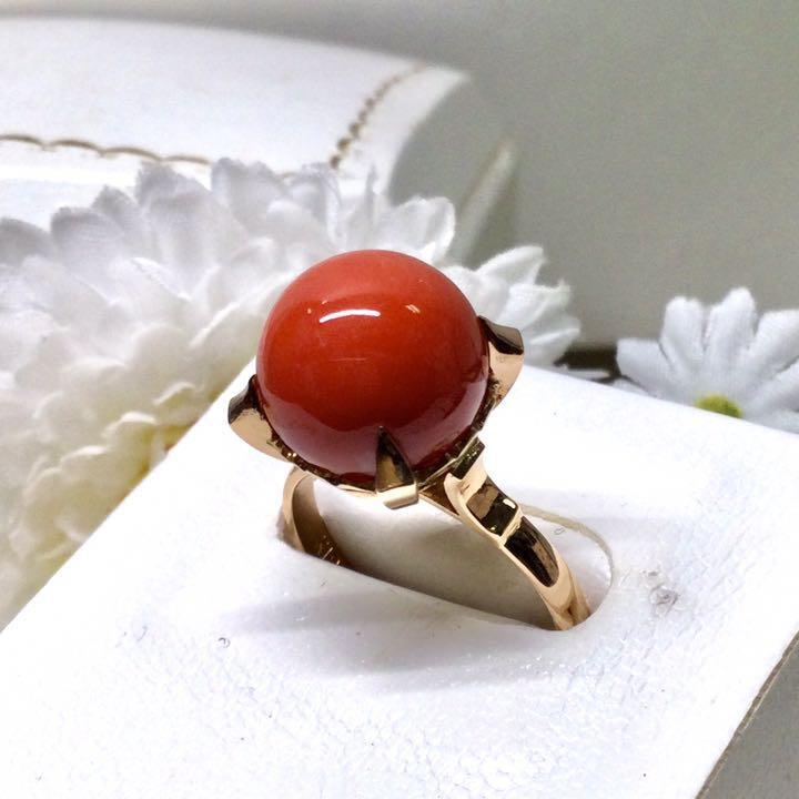 【最終割引!】【Japanese traditional ring】?昭和レトロリング キャンディコーラル?丸〜い　あめ玉みたいな綺麗な珊瑚