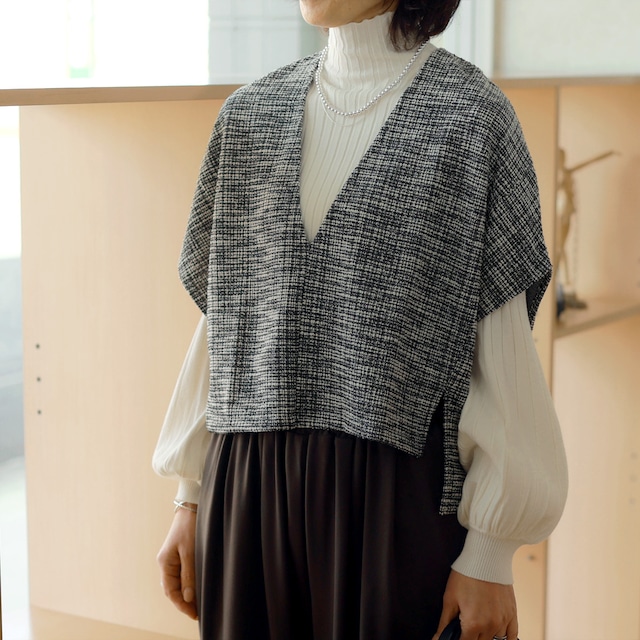 siro de labonte (シロ デラ ボンテ)　エアリーツイードジャージ　Vネック ルーミー ジレ