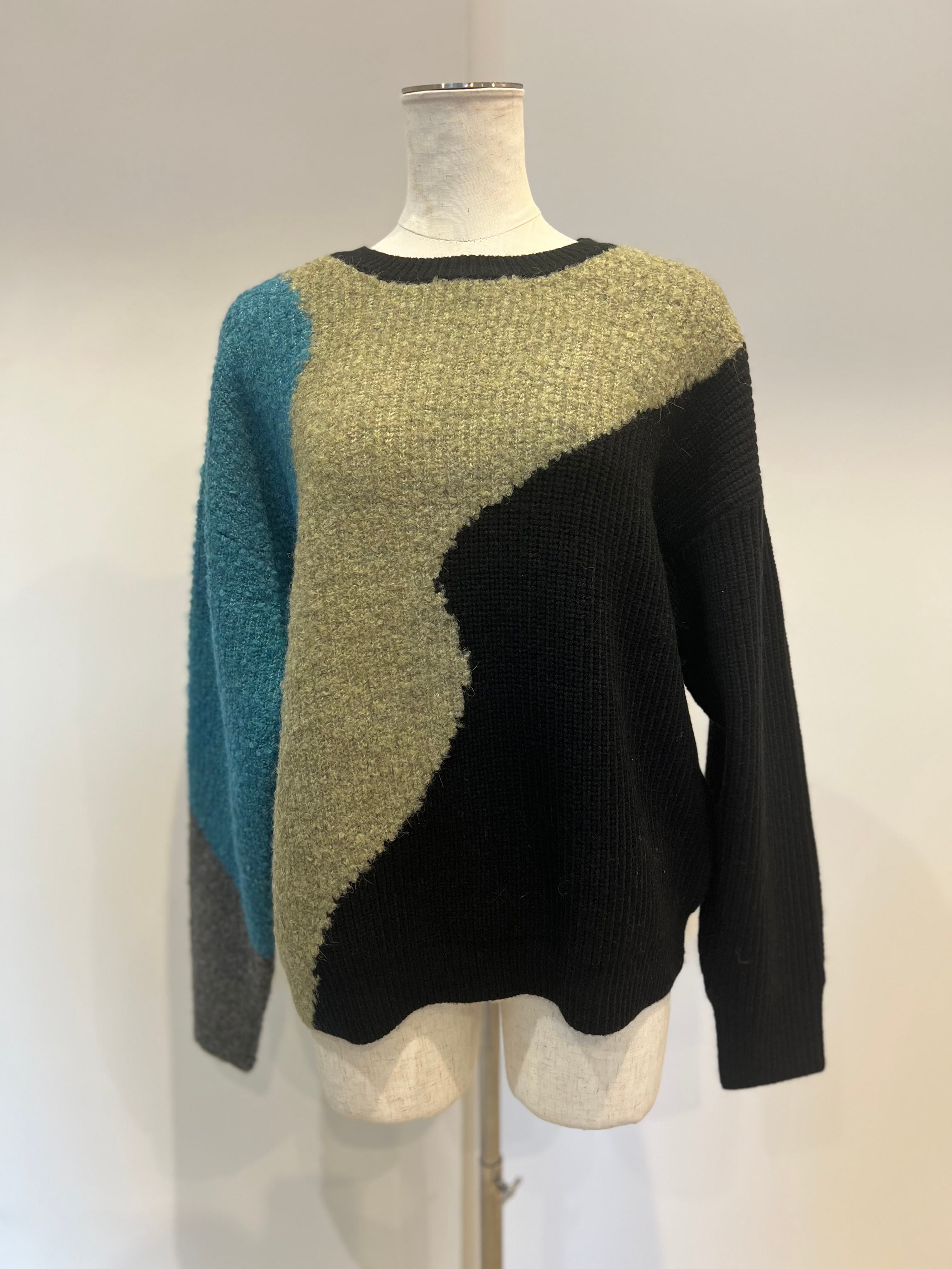 【SELECT】ランダムカラーブロックニット　29-0452