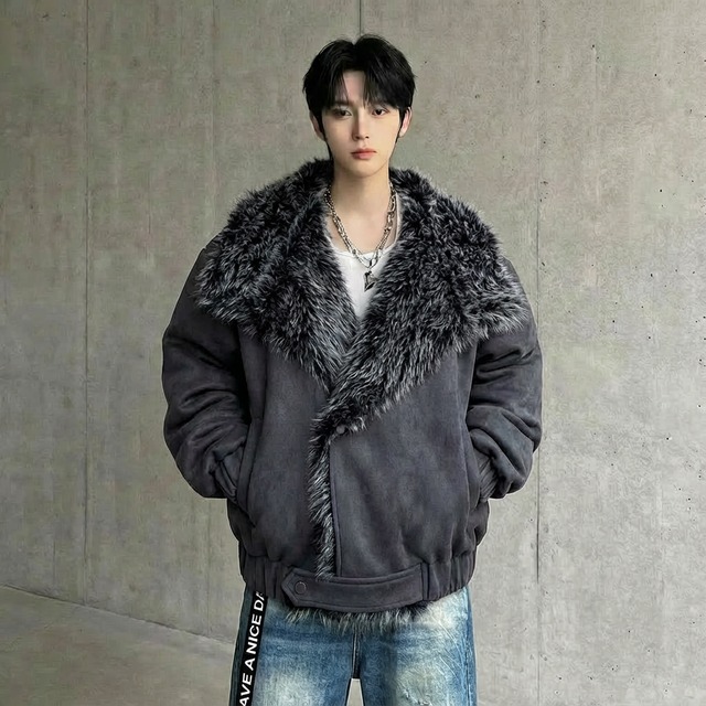 スウェードタッチ ファーカラーボンバーブルゾン 2カラー D12133