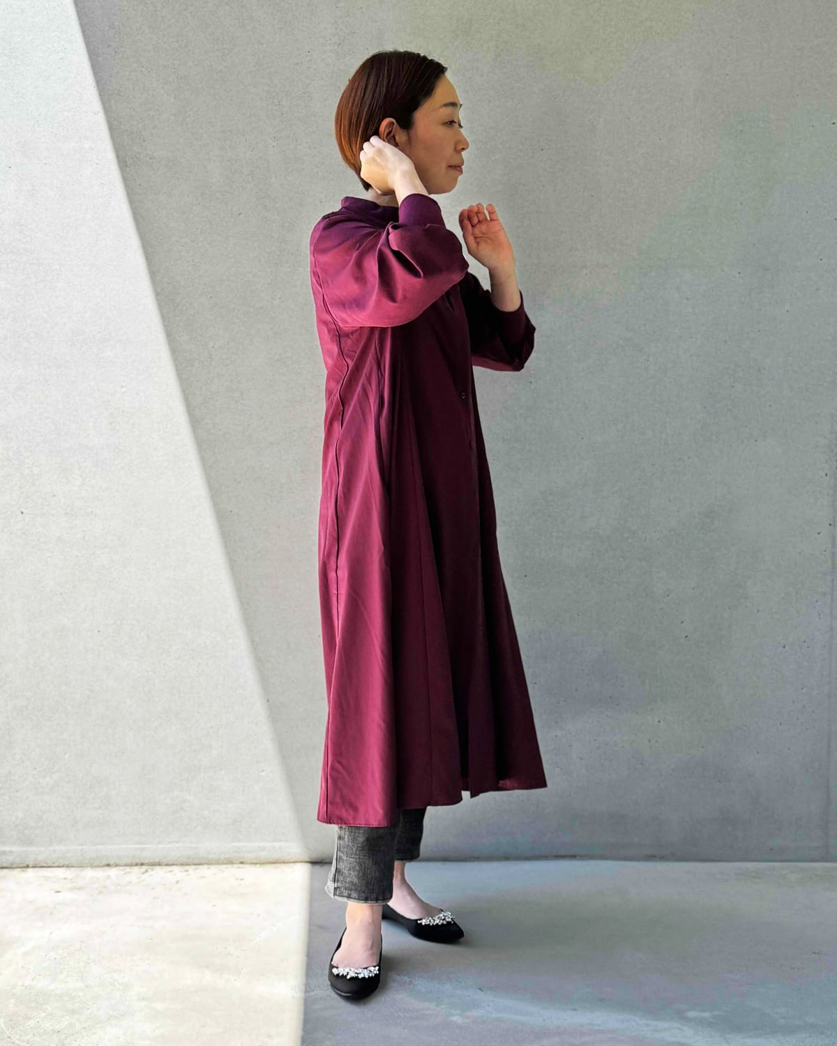 前開きシャツワンピース / アウター利用可【 日本製 / 手洗い可