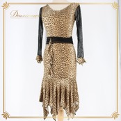 社交ダンス 衣装 ラテン ドレス ワンピース レッスンウェア パーティ衣装 オールシーズン ブラック系 ベージュ系 黒 ヒョウ柄 派手 レース 軽量 伸縮性 柔らかい 動きやすい フォーマル おしゃれ ステージウェア レディース ヒョウ柄ドレス クラシック ストレッチ ダンスウェア パーティー用 結婚式 ドレスアップ 成人式 流行り おすすめ