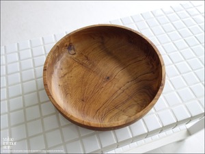 チークボウル丸21cm サラダボウル 木のお皿 パスタプレート 菓子鉢 丸鉢 和菓子鉢 木製食器 丸皿 ナチュラル 無垢材 銘木 直径21cm