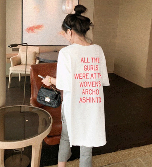 2点セット トップス ボトムス Tシャツ ズボン 部屋着 白シャツ 白トップス 7分丈 袖あり 半袖 ラウンドネック スリット ウエストゴム 上下セット かわいい 大人可愛い シンプル カジュアル おしゃれ お洒落 かっこいい 大人女子 こなれ感 ラフ ボーイッシュ スポーティー ラブリー キュート ルーズ クール 抜け感 プリント 春 夏 10代 20代 30代 40代 レディース ママ 学生 公園デビュー お泊まり 休日   楽ちん L 大きいサイズ ビッグサイズ ゆったり ホワイト グレー