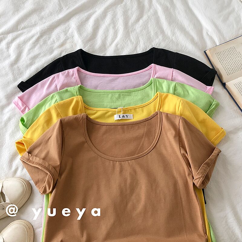 Tシャツ シャツ サマールーズカラー薄手トップス 夏物 ピュア スクウェア クレセントシティ4656457616