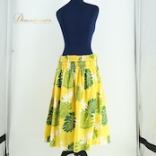 【ハワイ製 フラダンス衣装】イエロー系 CC Fashions パウスカート 黄 緑 白 ティアレ柄 花柄 明るい 華やか グリーン系 ホワイト系 フラダンス衣装 パウスカート ハワイ製 イエロー グリーン ホワイト ティアレ モンステラ 花柄 夏用