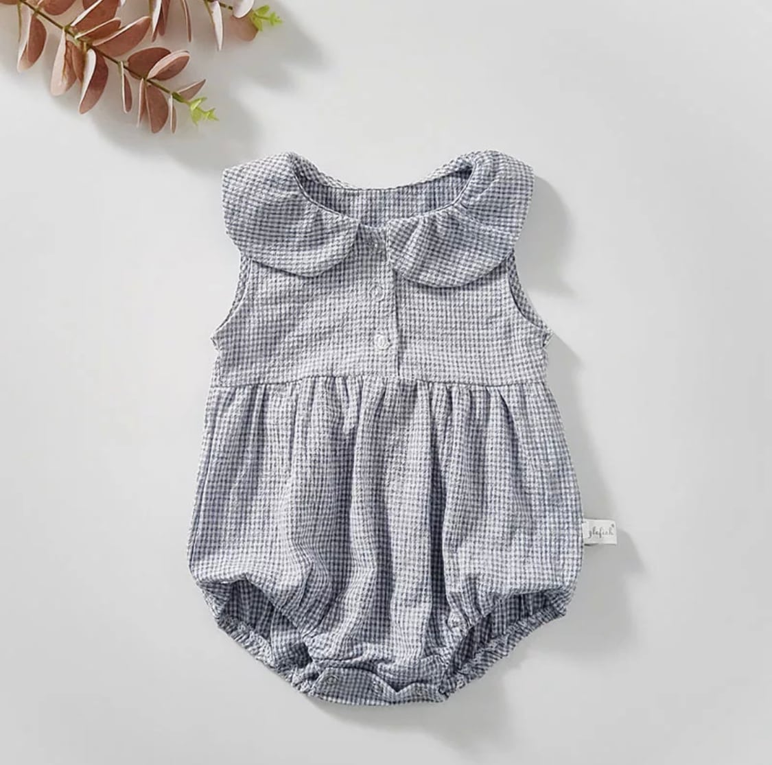 ギンガムチェックロンパース》》》》》海外子供服 春 ガール ベビー 女の子