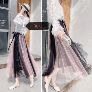 ★送料無料★フリー(F)☆シフォンロングフレア－スカ－ト [SKN9538]