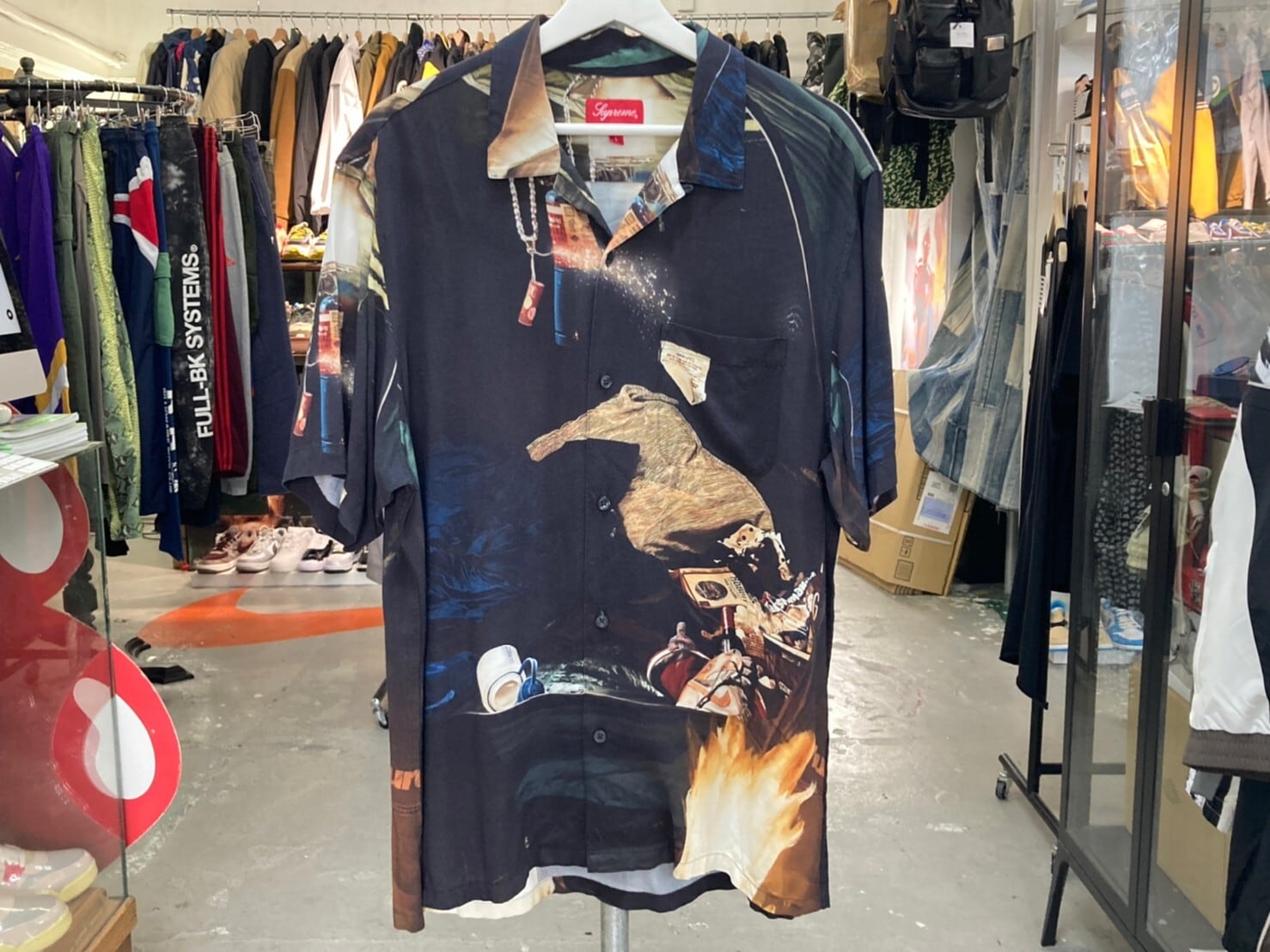 Supreme FIRECRACKER RAYON SS SHIRT BLACK LARGE 18051 | BRAND 