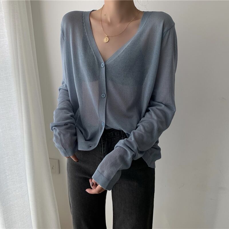 スプリングサマー薄手ニット ロング 大人ガーリー スウィート キュート カジュアル カーディガン 春物 夏物 スーパーモール99922559241