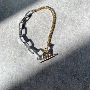 ＜stainless＞ bicolor bracelet / cut chain