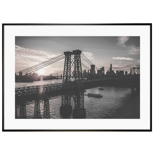 アメリカ写真 ニューヨーク ブルックリンブリッジ インテリアアートポスター額装 AS0899