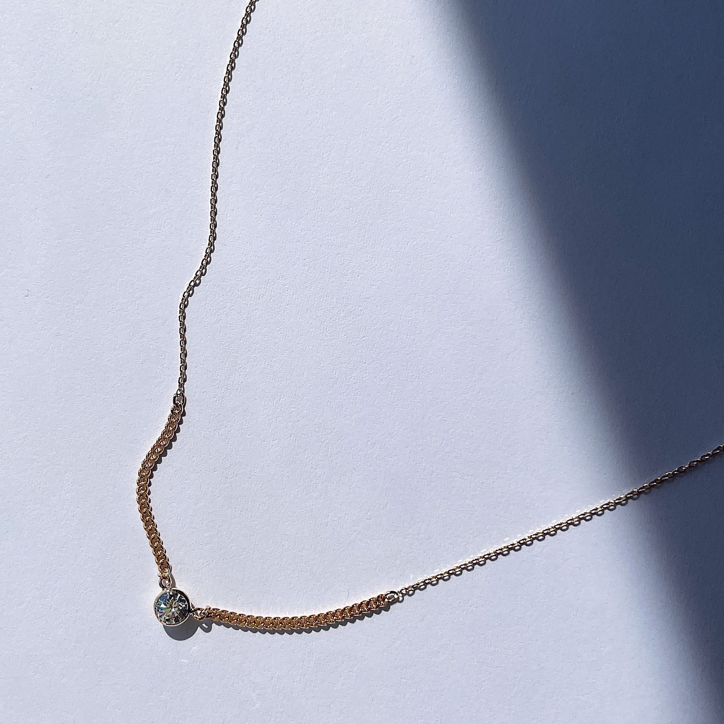 K18ygネックレス K18YG 0.2ct Diamond with Combination Chain Necklace | Etoilight