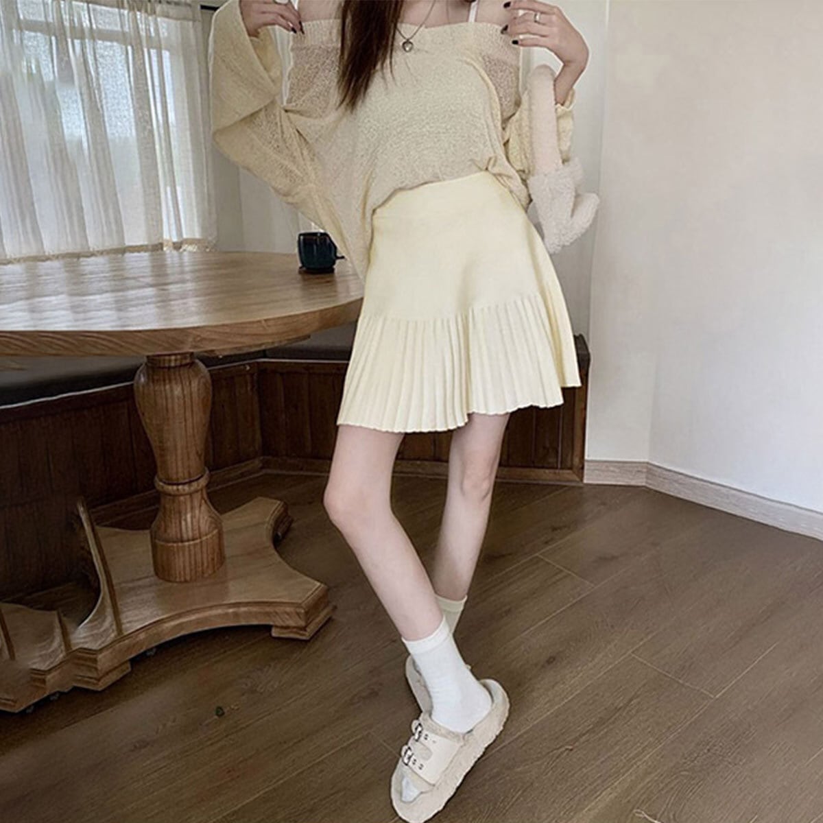 ミニスカート ニット レディース 秋冬 プリーツスカート ニットスカート おしゃれ きれいめ 大人 かわいい カジュアル ハイウエスト Aライン ウエストゴム 大人可愛い 大人女子